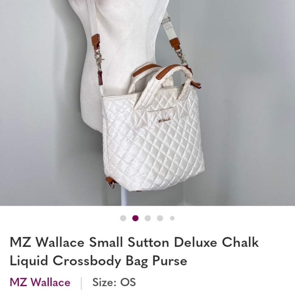 Mz Wallace Quilted Chalk Liquid, Lacquer Bag, Purse, WITHOUT CROSSBODY STRAP - Picture 13 of 13